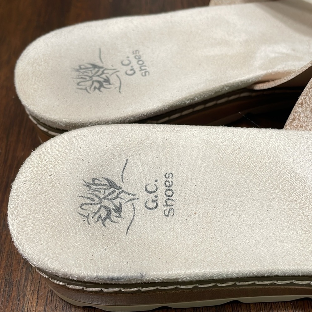 G. C. Shoes Nellie beige cutout flat slide sandals - Picture 6 of 9